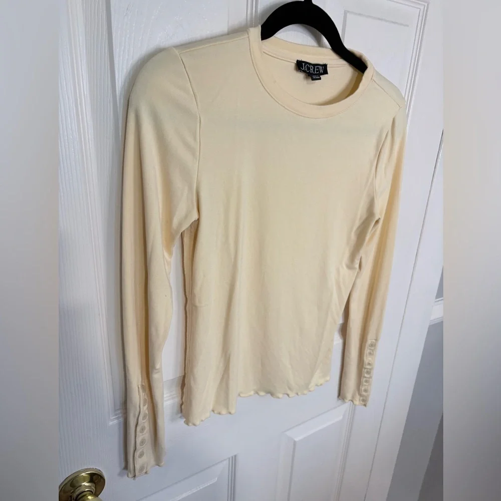 J.Crew Slim Fit Button Cuff Long Sleeve Tee | Soft Yellow | Size Small